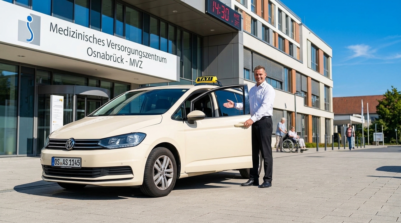 Taxi 45 Krankenfahrt vor medizinischem Zentrum Osnabrück